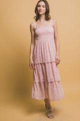 Tiered Midi Floral Dress in Pink Simmer & Fay