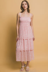 Tiered Midi Floral Dress in Pink Simmer & Fay S