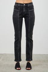Mid Rise Slim Straight In Black Acid Jeans Saige Jeans