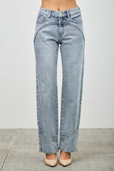 Mid Rise Straight Jeans With Piping Saige Jeans