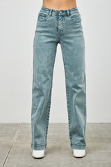High Rise Slim Wide Straight Jeans Saige Jeans 0