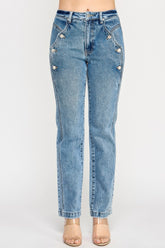 High Rise Dad Jean With Scallop Pocket Saige Jeans