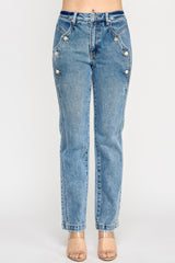 High Rise Dad Jean With Scallop Pocket Saige Jeans