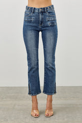 Mid Rise Skinny Crop Tummy Control Jeans Saige Jeans