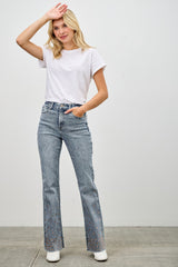 High Rise Kick Flare Jeans With Rhinestone Saige Jeans