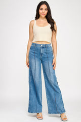 High Rise Wide Leg Jeans With Tummy Control Saige Jeans