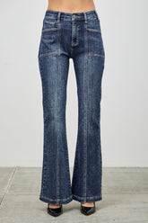 High Rise Boot Cut Jeans With Seam Detail Saige Jeans 0