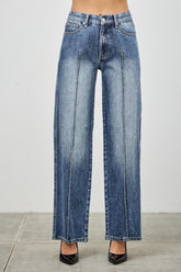 Mid Rise Straight Jeans With Pintuck Saige Jeans 0