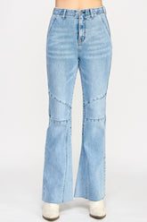 High Rise Flare Jeans With Seam Detail Saige Jeans 0
