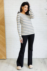 East Coast Breeze Striped Long Sleeve Top White Birch