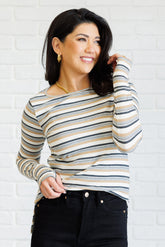 East Coast Breeze Striped Long Sleeve Top White Birch