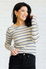 East Coast Breeze Striped Long Sleeve Top White Birch