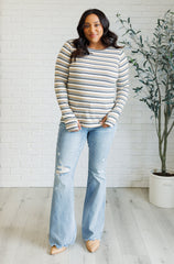 East Coast Breeze Striped Long Sleeve Top White Birch