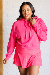 Had Me in the First Half Pullover Hoodie in Flamingo Pink Rae Mode