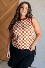 Keeping Score Checkered Knit Tank One Eleven North