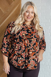 Lizzy Top in Black and Chocolate Floral Dear Scarlett