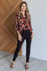 Lizzy Top in Black and Chocolate Floral Dear Scarlett