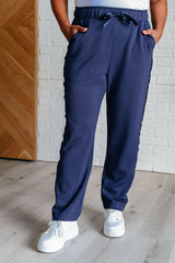 Lysa Satin Stripe Lounge Pants in Smoky Navy Rae Mode