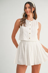 Sleeveless Eyelet Lace Top and Mini Skirt Set Mable