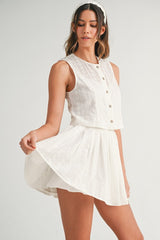 Sleeveless Eyelet Lace Top and Mini Skirt Set Mable