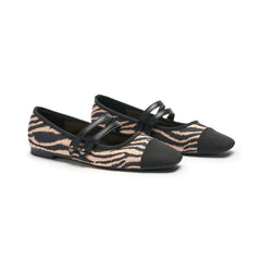 C.Paravano Two-Tone Double-Strap Mary Jane (Clara) in Zebra SALE