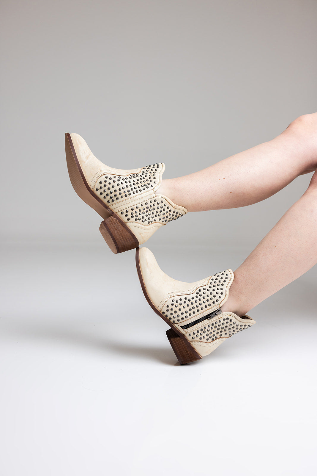 Nailed It Studded Ankle Boot in White Naughty Monkey