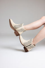 Nailed It Studded Ankle Boot in White Naughty Monkey