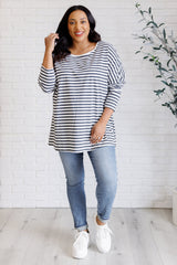 Jersey Knit Striped Oversized Long Sleeve Top One Eleven North