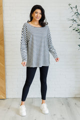 Jersey Knit Striped Oversized Long Sleeve Top One Eleven North