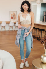 POL Live In Lace Bralette in Taupe SALE