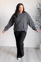 Quick Fix Mineral Wash Crew Neck Pullover in Black Rae Mode