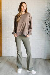 Quick Fix Mineral Wash Crew Neck Pullover in Mocha Rae Mode