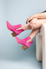 Journee Ankle Boots in Magenta Naughty Monkey