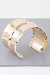 Wide Shiny Rib Open Cuff Bracelet Simmer & Fay