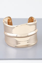 Wide Shiny Rib Open Cuff Bracelet Simmer & Fay Gold