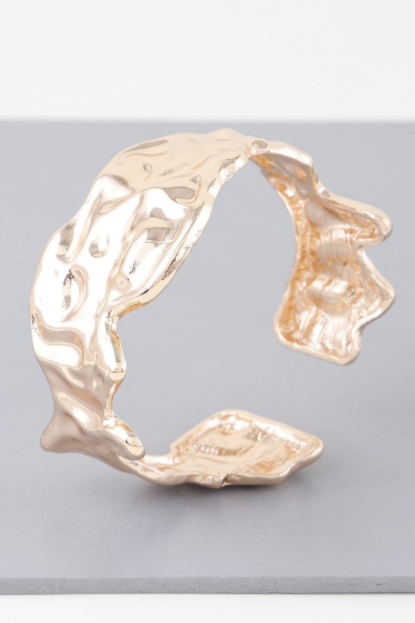 Abstract Ripple Open Cuff Bracelet Simmer & Fay Gold