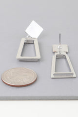 Modern Geometric Frame Drop Earrings Simmer & Fay Silver