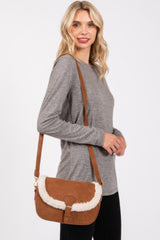 Fleece Trimmed Solid Crossbodybag Adjustable Strap Simmer & Fay