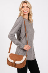 Fleece Trimmed Solid Crossbodybag Adjustable Strap Simmer & Fay
