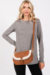 Fleece Trimmed Solid Crossbodybag Adjustable Strap Simmer & Fay