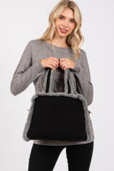 Fleece Trimmed Solid Tote And Crossbody Bag Simmer & Fay