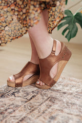 Walk This Way Wedge Sandals in Antique Bronze Corkys