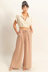 Elasticized Waist Wide Leg Pants HYFVE