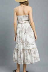 Printed Tiered Tube Midi Dress Umgee