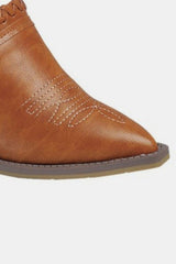 Tan Pointy Toe Slip On Chunky Mules Forever Link