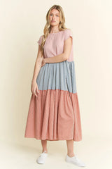 Plaid Color Block Midi Dress With Plus Size Jade By Jane