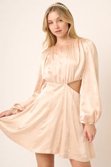 Satin Side Cutout Detail Mini Dress Mittoshop