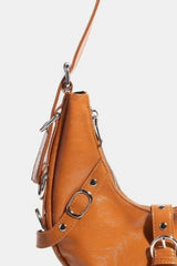 Multi Belt Strap Accent Moon Shoulder Bag Fame