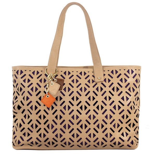 Luminous Leather Tote -Tan ClaudiaG Collection As Shown One Size