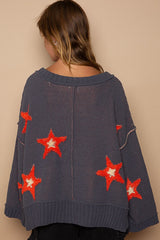 Long Sleeve Star Patch Sweater POL